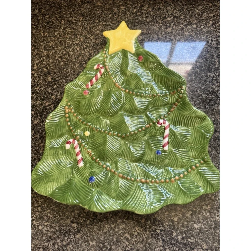 VTG Vigor Ceramic Christmas Tree Holiday Cookie Snack Plate/Tray 12